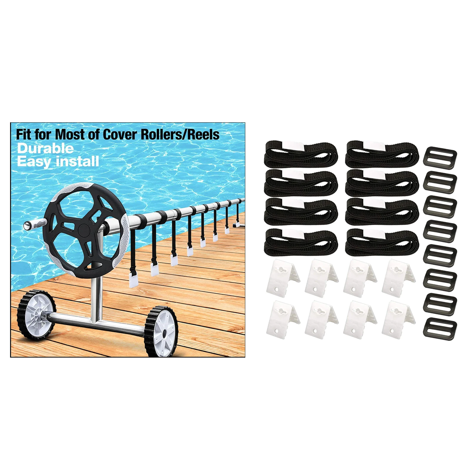 Universal Pool Solar Cover Reel Attachment Straps Kit for Swimming Pool