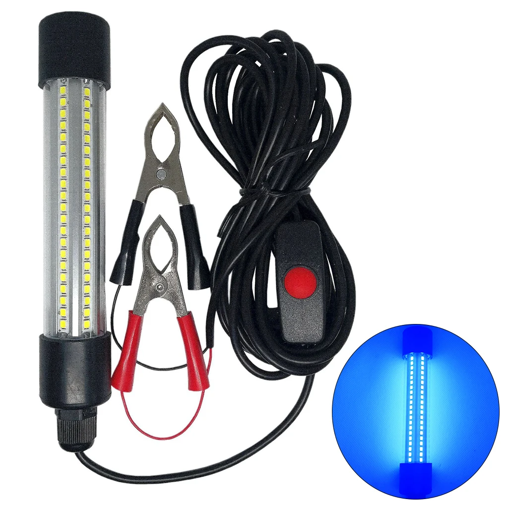 IP68 Waterproof Fishing Underwater Light Outdoor Night Fishing Lamp, 12V 126 LED Fishes Attracting Dock Light Accessories