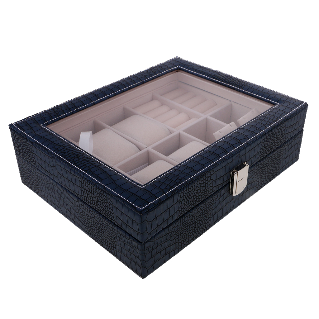 Mens Watch Storage Box PU Leather Watch Display Case Jewelry Organizer
