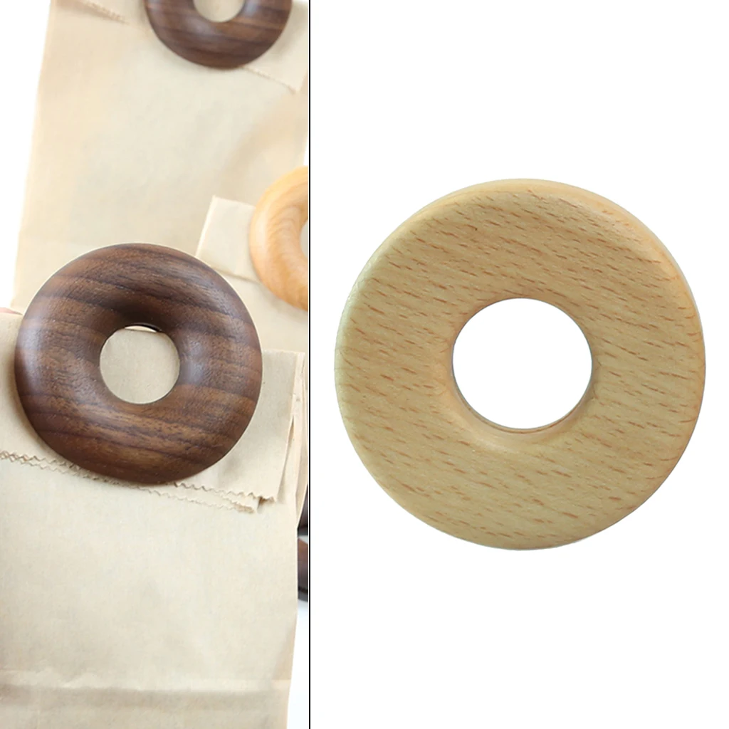 Solid Wood Donuts Sealing Clips Cute Snack Clips Chip Clips Moisture-proof Fresh-keeping Coffee Bags Clamp for Home Kitchen