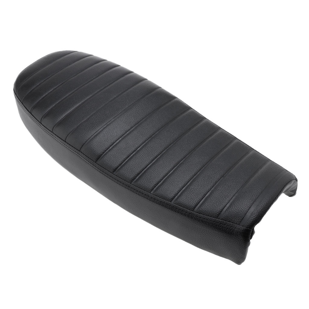 Motorcycle PU Leather Cafe Racer Seat Black Waterproof Universal Fit