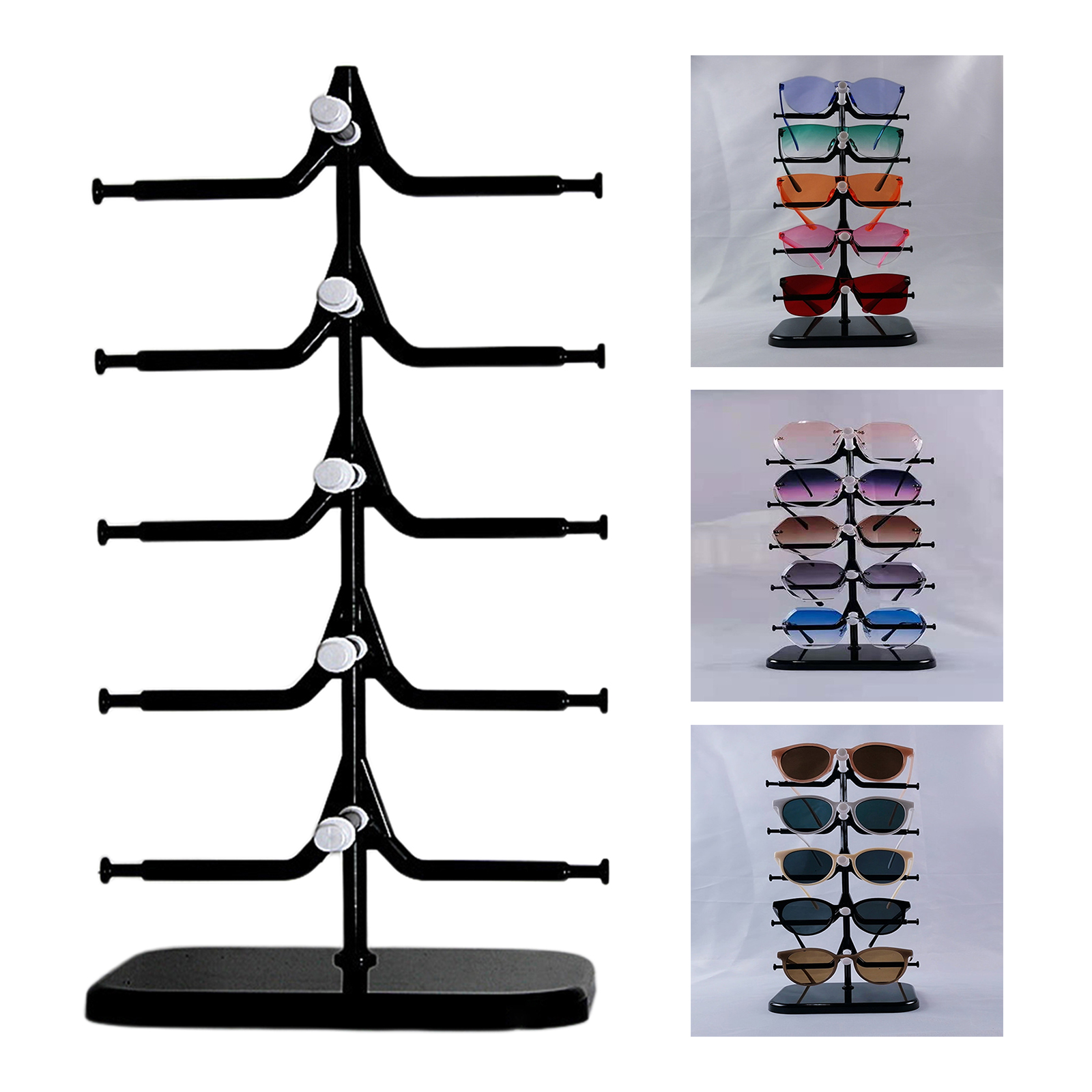 Sunglasses Eyeglasses Display Stands Shelf Glasses Display Show Stand Holder Rack for 5 Pairs Glasses