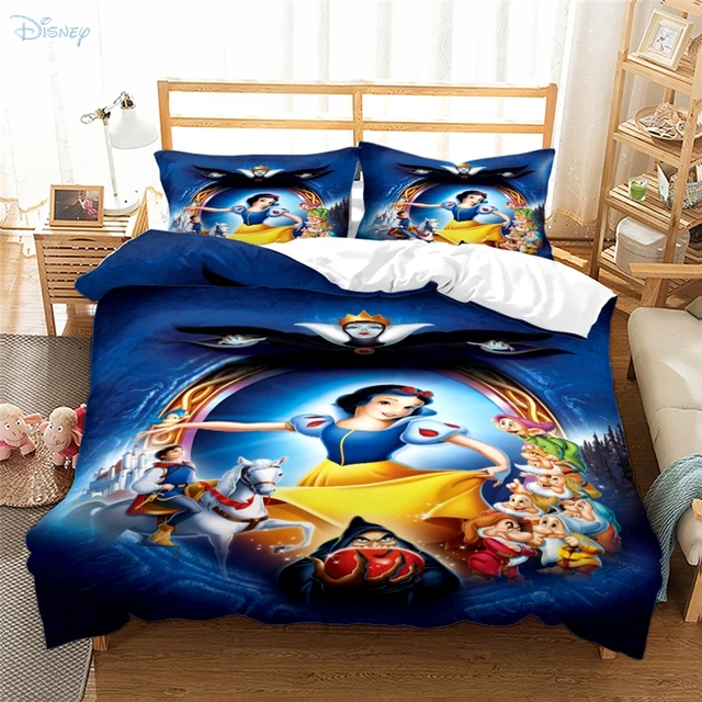 Jogo de cama estampado princesa disney, tecidos para casa, fofo, menina,  3d, capa de edredom, fronha, total, queen, king size, roupas de cama, 2/3  unidades - AliExpress