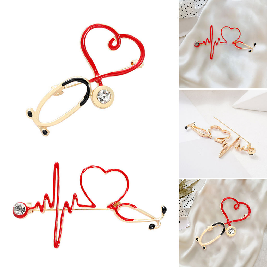Brooch Pin Electrocardiogram Personality Medical Medicine Brooch Pin Alloy Jewelry Nurse Doctor Student Hat Lapel Pins