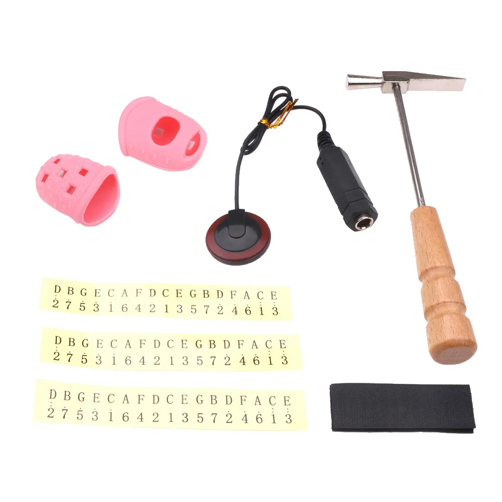 Piano Tuning Hammer Tool+Finger Guards+Note Sticker+Pickup for Kalimba Thumb Piano Repair Parts