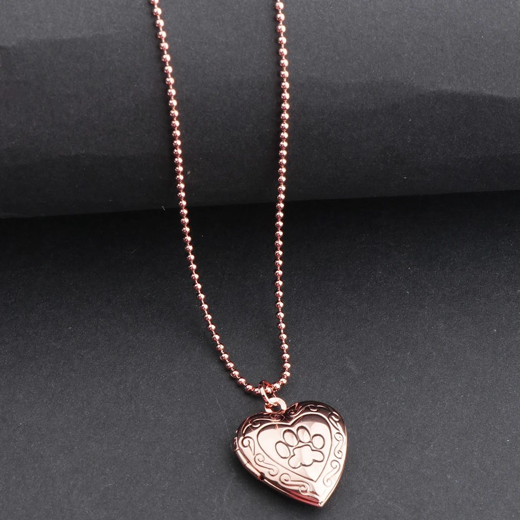 Vintage Heart Shaped Photo Locket Message Picture Frame Box Pendant Necklace