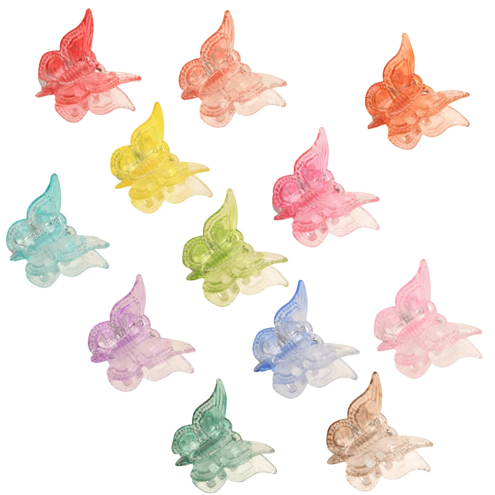 mini hair clips 12pcs/lot Mixed Color Butterfly Hair Clips Children's Small Clip Jelly Color Mini Hair Clips Beautiful Hair Clips Accessories head accessories female