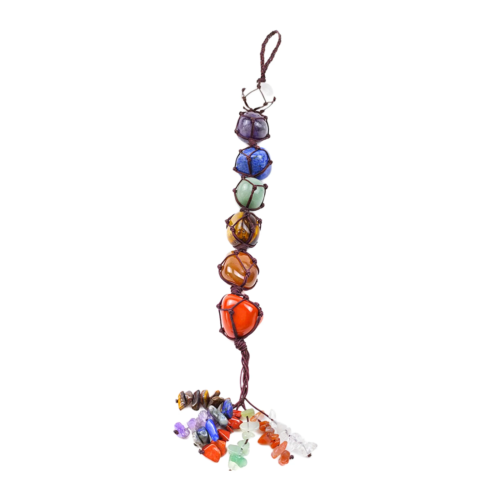 Meditation Reiki Heal Crystals Pendant Colorful 7 Chakra Hanging Decoration Wall Art Natural Stones Christmas Decor Ornament