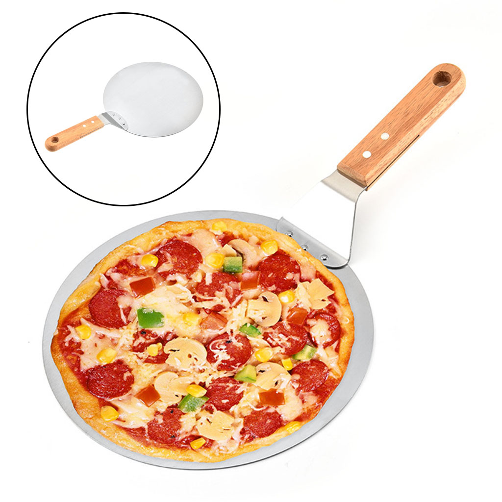 Stainless Steel Anti-scald Pizza Peel Pan Tray Pizza Plate Round Dish Cake Shovel Oven Kitchen Baking Pastry Tools