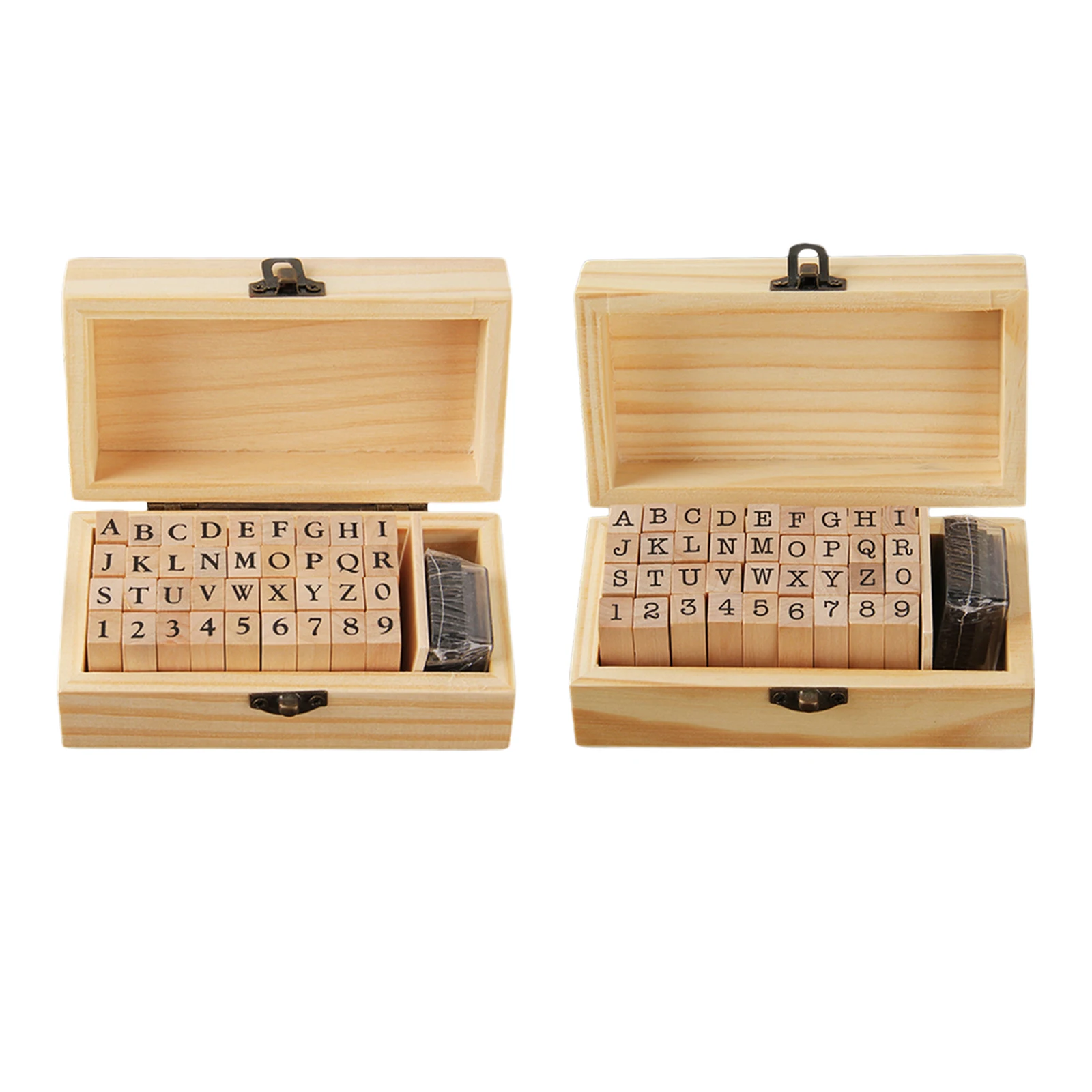 36pcs DIY Number Alphabet Letter Wood Rubber Stamps Set with Wooden Box for Kids Adults DIY Scrapbooking Card Making Stamping