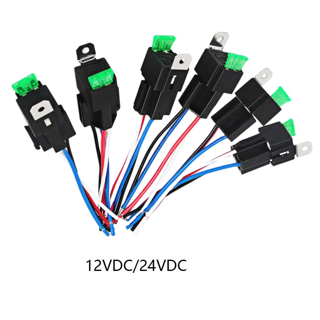 6Pc 5PIN Automotive Relay Switch Harness Kit 30A Fuse 14AWG Hot Wire