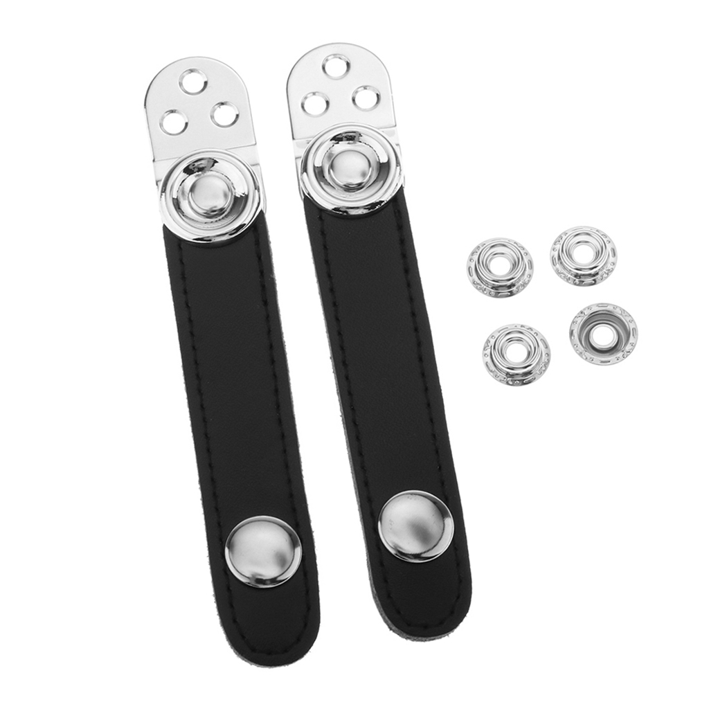 2PCS Bellows Holder Strap Accordion Bellows Spare Parts Straps, Black Leather