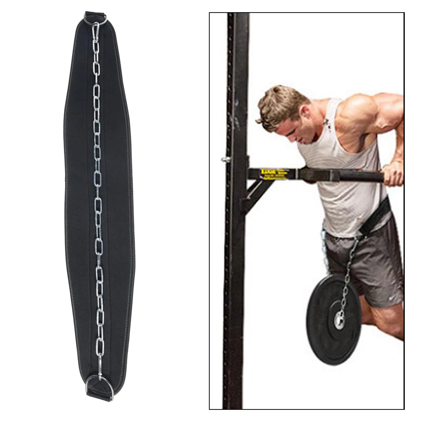 Body Building Weight Lifting DIP Dipping Belt With Chain Strength Gym Equipment 