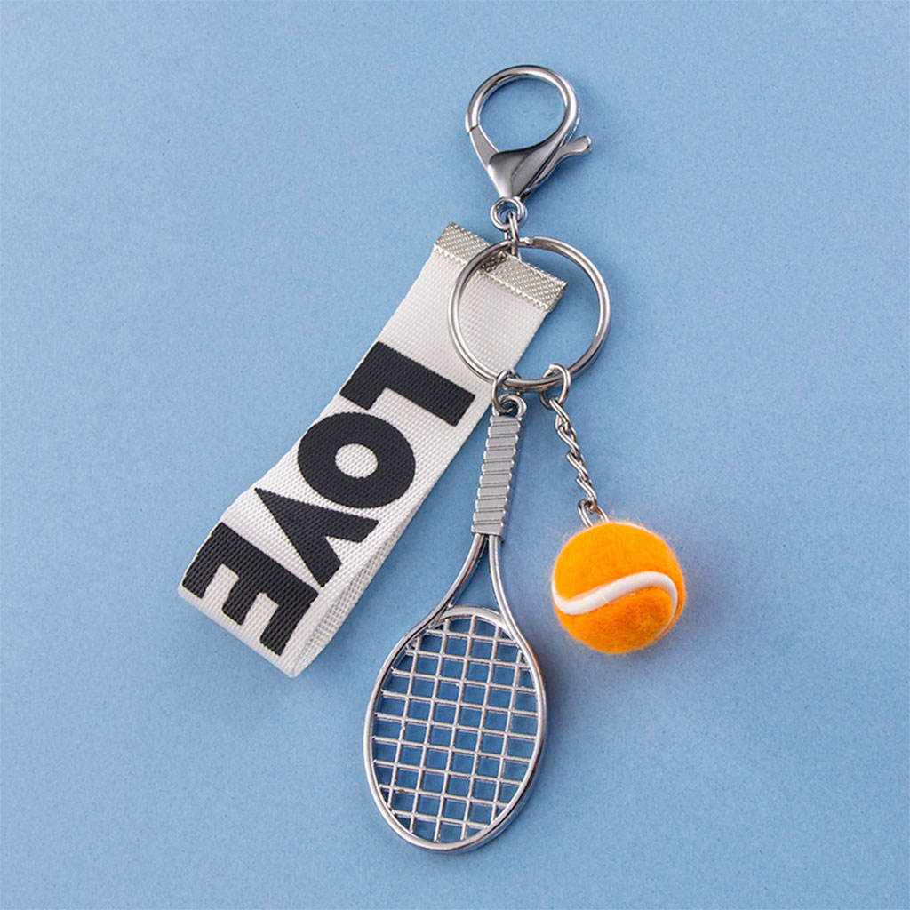 Cute Sport Mini Tennis Racket Pendant Keychain Keyring Key Chain Ring Finder Holer Gifts for Teenager