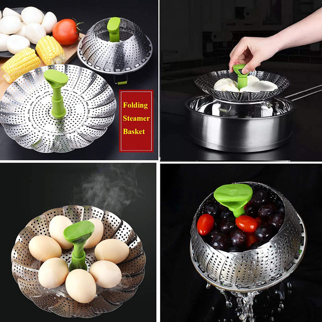 JOIE Silicone Steamer Food Vegetable Vapor Cooker Foldable Steamer Durable  Pot Steaming Tray Cookware Mesh Food Drain Basket - AliExpress