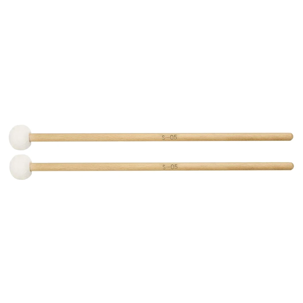 2 Pair 15 Inch Wood Handle Mallets Timpani Stick Multi-Purpose Felt Mallet Soft, Good Percussion Accessories