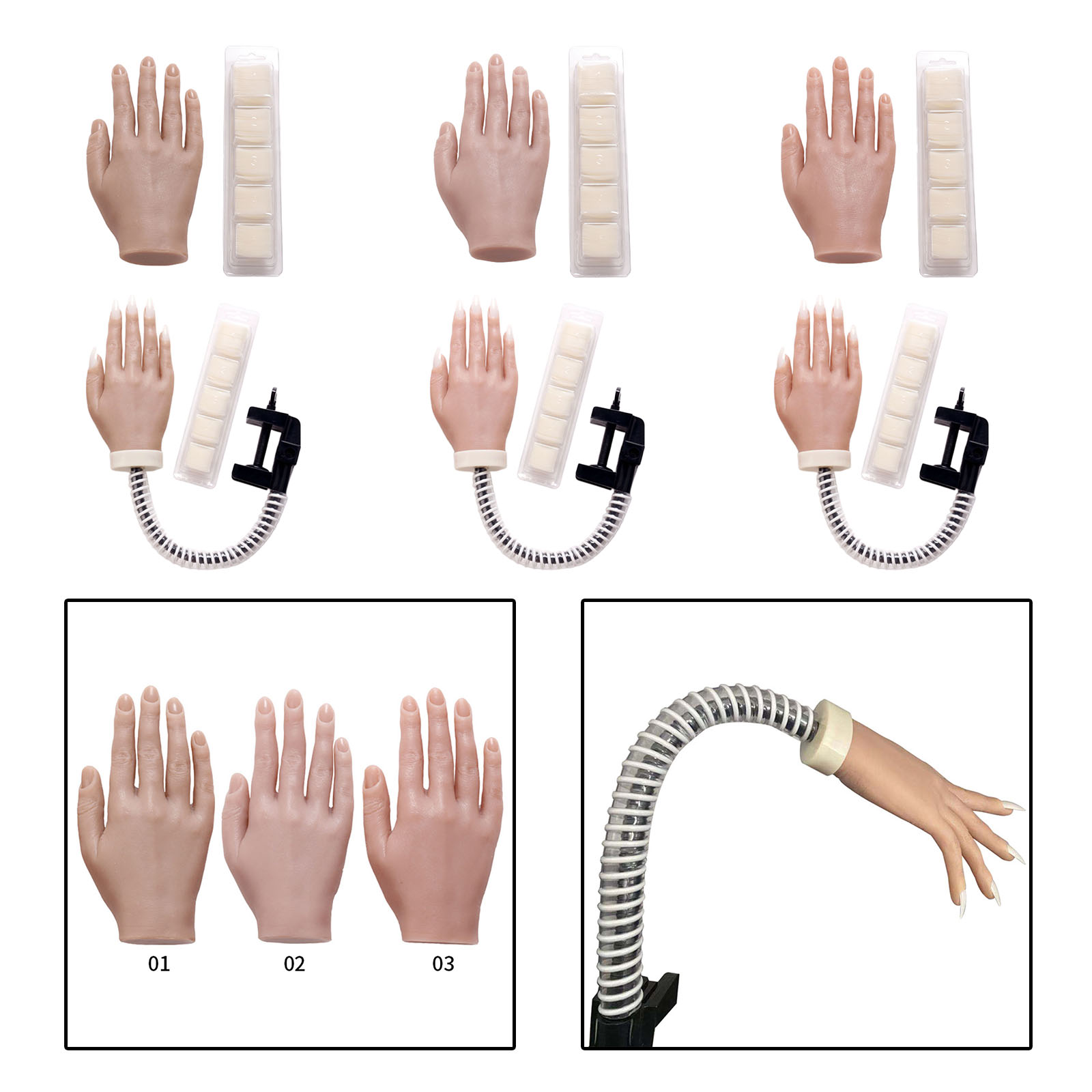 Silicone Training Practice Hand Mannequin Model Bendable Jewelry Display DIY