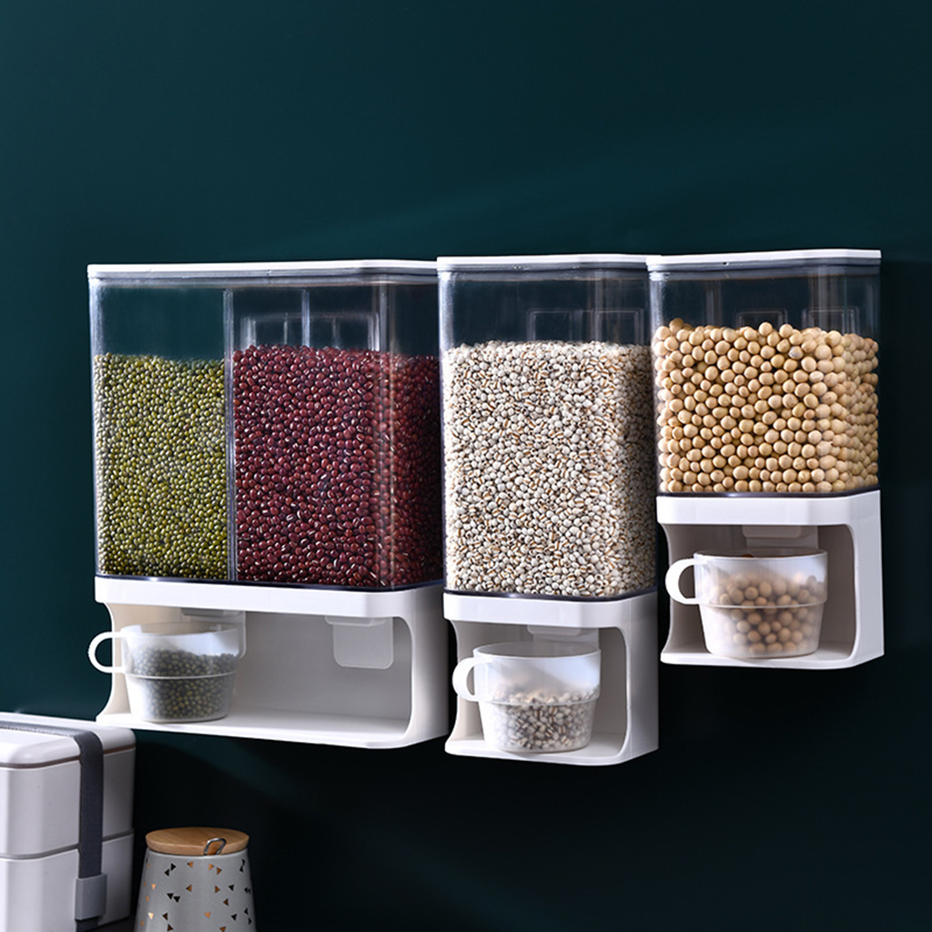 Countertop Rice Bucket Grain Dispenser Dry Food Storage Container