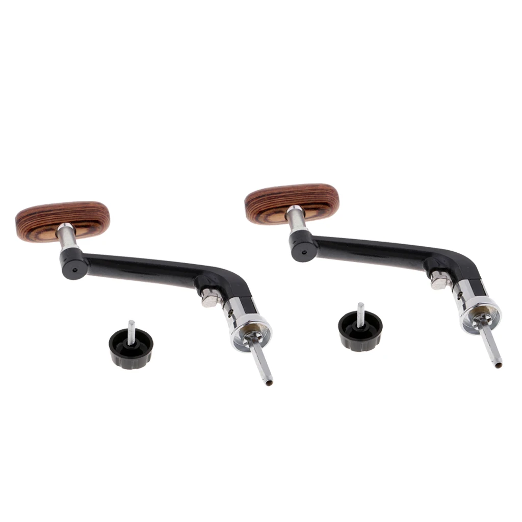 2pcs Metal & Wooden Power Handle Fishing Reel Crank Arm   Reel Handle for 5000-6000 Series