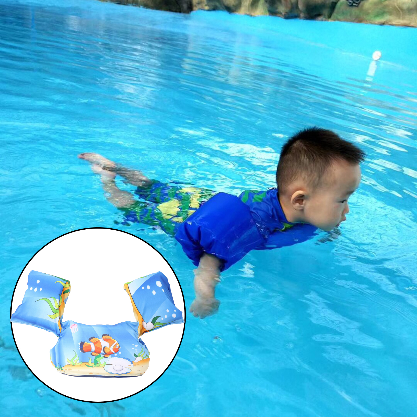 Baby Swim Life Jacket Vest with Shoulder Harness Arm Sea Beach Pool Toddler Swim Aid Floats  Kids Swim Vest for Baby Children
