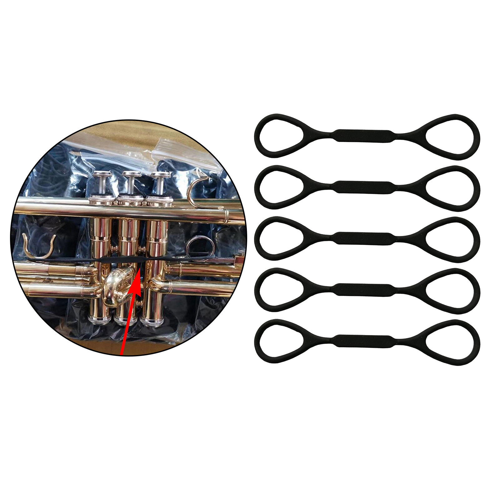 5 Pieces Black Silicone Rubber Trumpet Slide Stopper Trumpet Accessory, 12cm