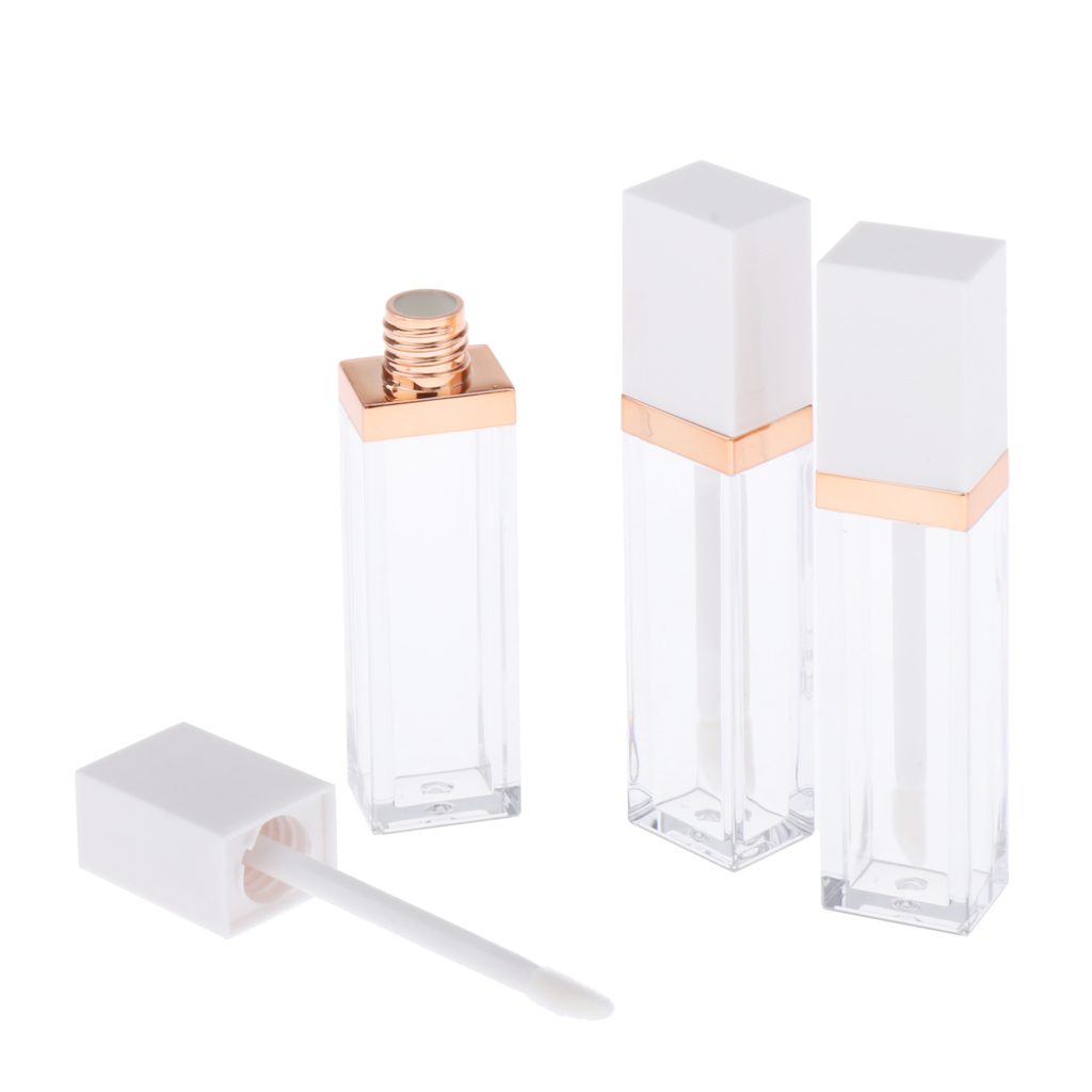 3 Pieces 7ML Refillable Empty Lip Gloss Tubes with with Inserts,  Empty Lip