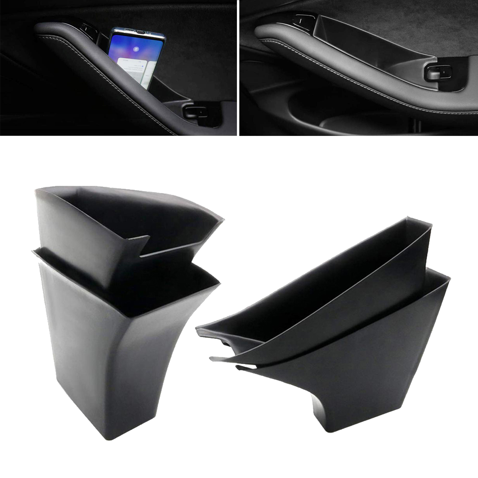 4pcs Car Side Door Storage Box for Tesla Front and Rear Armrest Pocket Phone