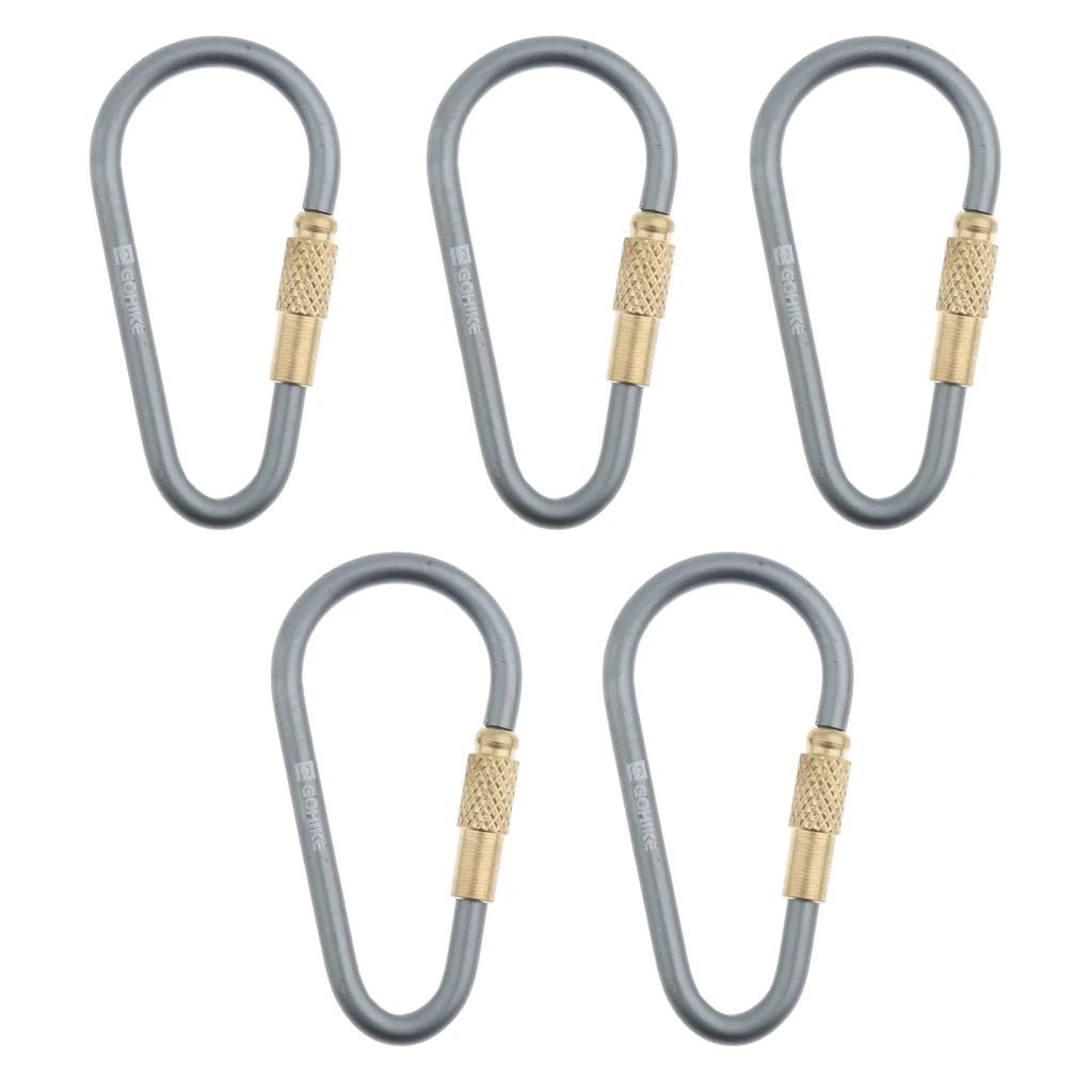 5x Aluminum Alloy Keychain Carabiners Buckle Hook For Outdoor Sports D Type