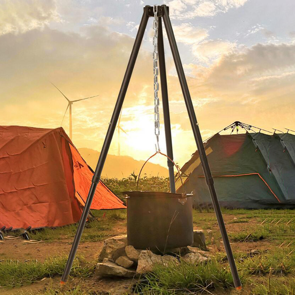 Camping Tripod Portable for Campfire BBQ Hanging Pot Backpacking Hiking w/Storage Bag