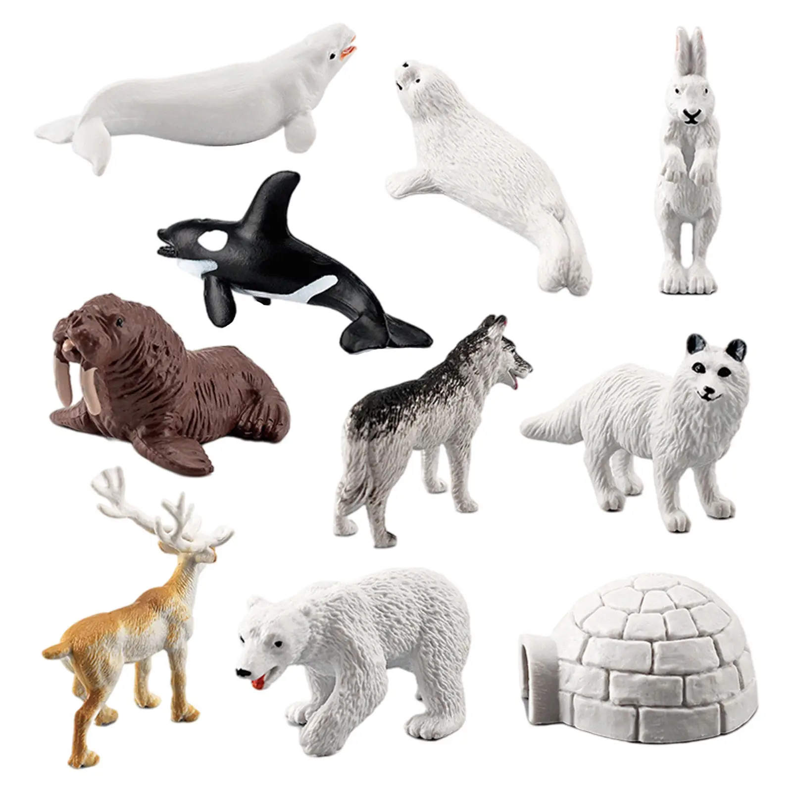 10x Lifelike Arctic Animal Model Display Props Mini Figurines Models Toys for New Year Birthday Christmas Party