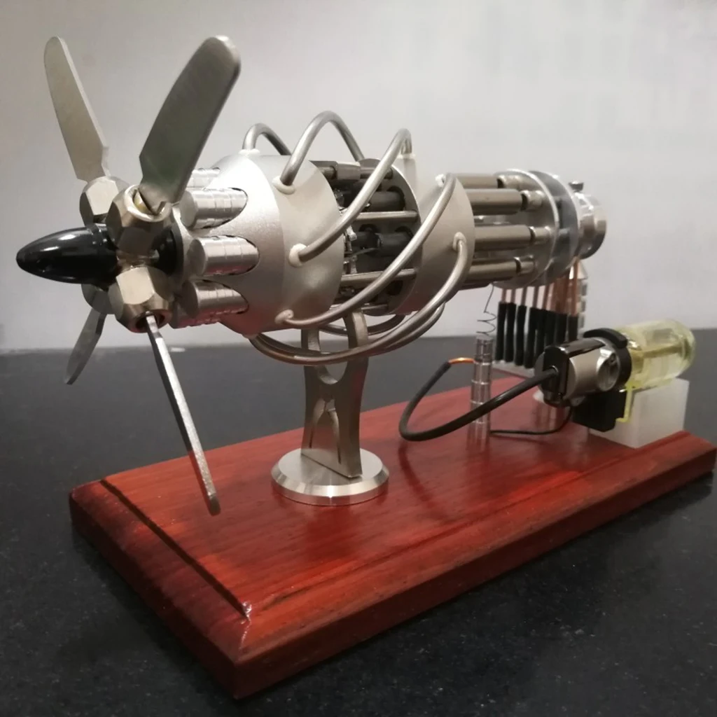 16 Cylinders Hot Air Stirling Engine Motor Model Physics Educational Toys Aircraft Engine Model Internal Combustion Engine