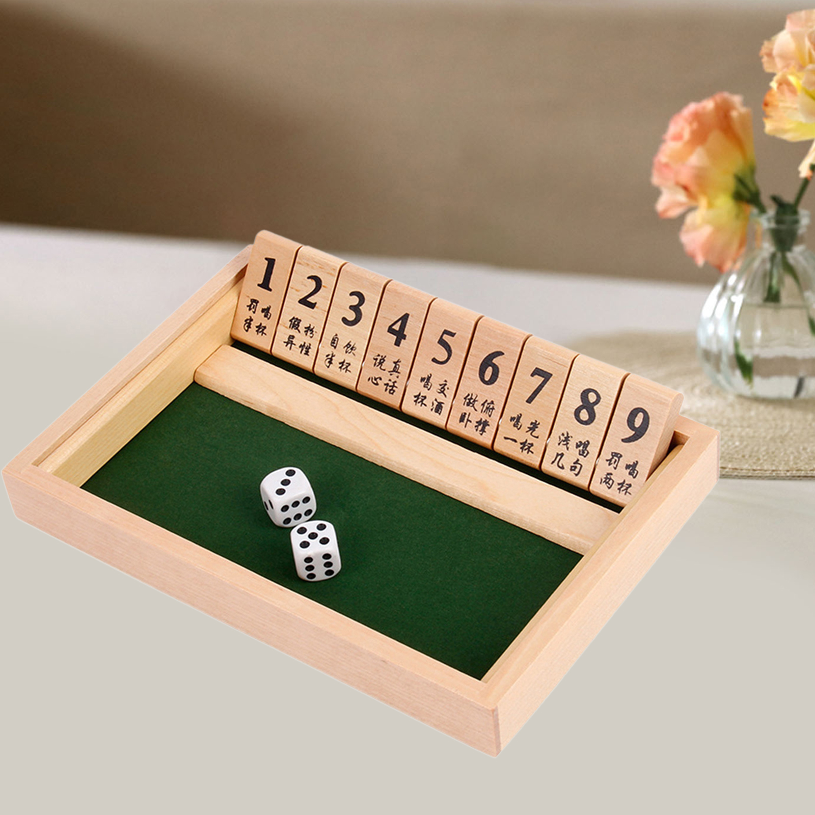 Wooden Flop Game Leisure Entertainment Wooden Board Game Board Play Number for Pub Bar Party Indoor Family