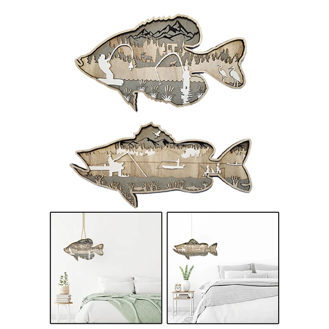 Wood Fish Wall Hanging Decorations Hook Wooden Ornaments Home Decor Fish  Crafts Coat Hooks Mediterranean Style Home Decoration