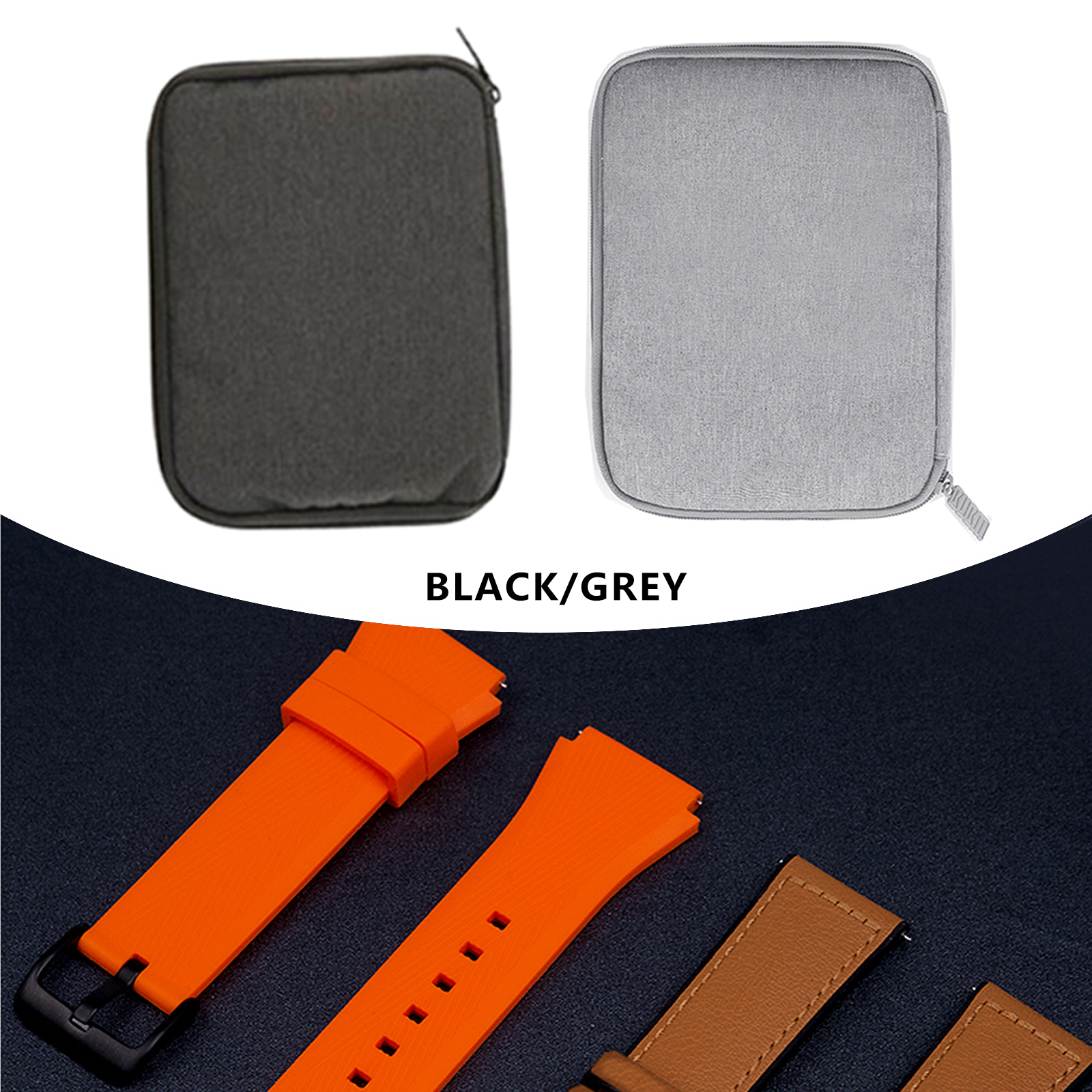 Portable Nylon Watch Strap Organizer Storage Bag Plain Anti Scratch Zipper Watchband Bracelet Carrying Holder Pouch