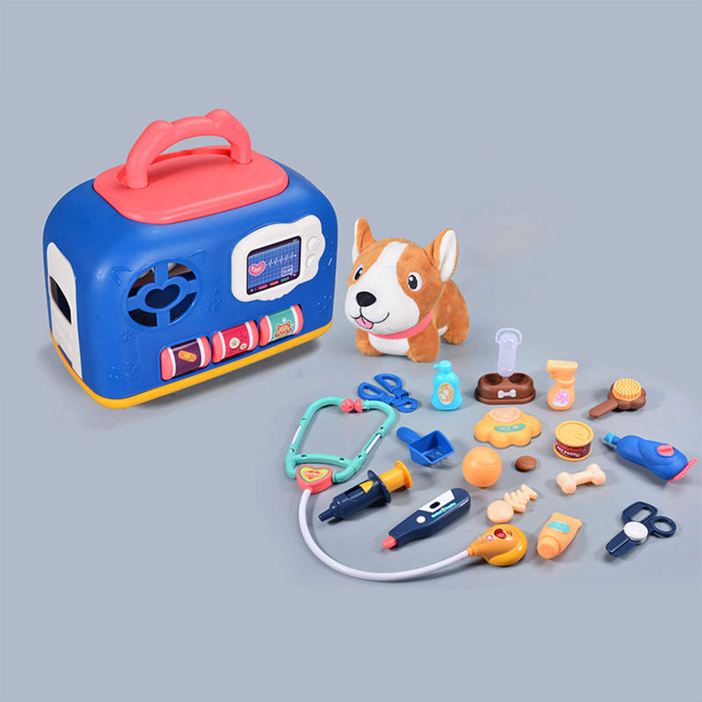 Portable Pet Care Playset Educational Toys Grooming Feeding for Kids Children 3 4 5 6