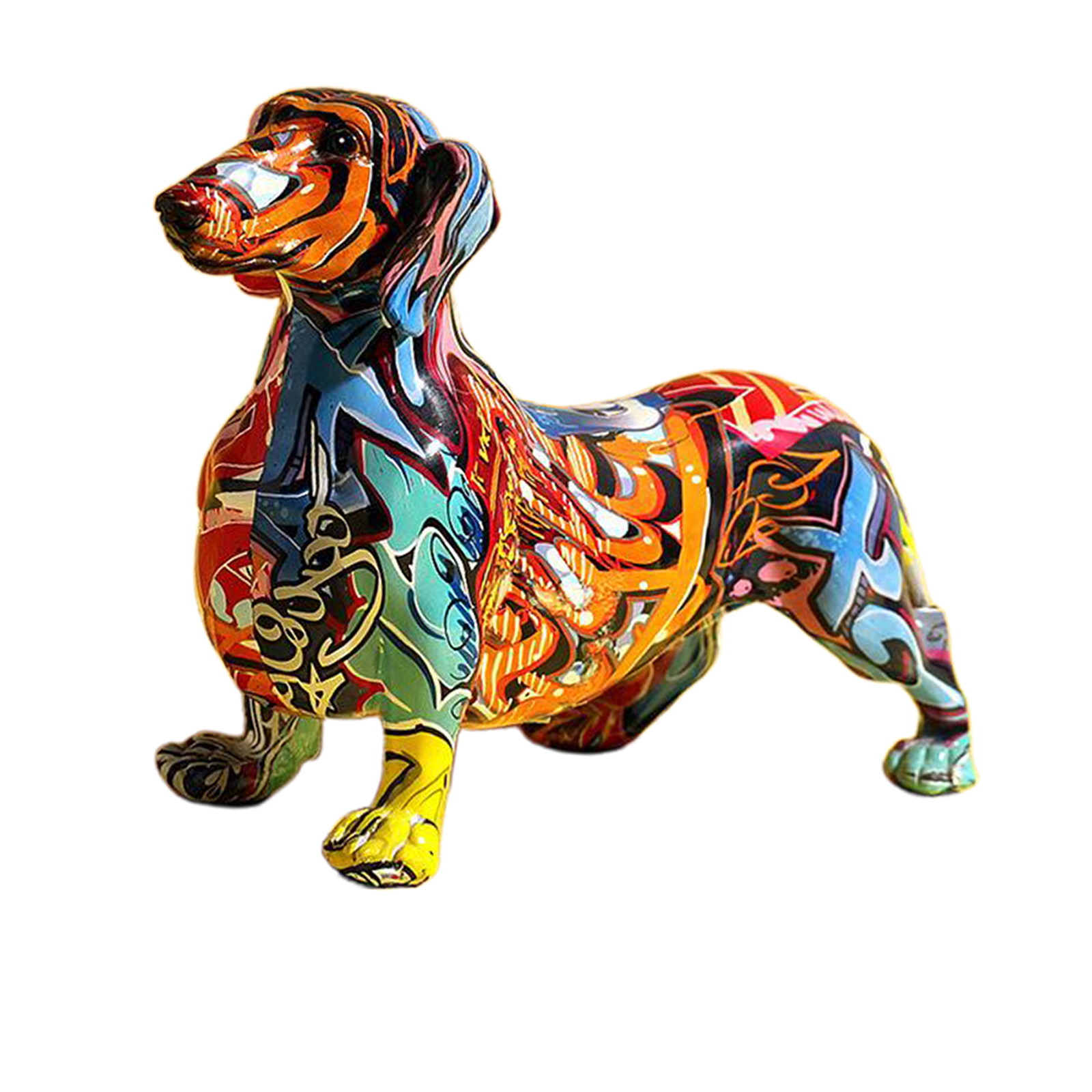 Scandinavian Paintingaffiti Dachshund Dog Sculpture Figurine Art Animal Statue