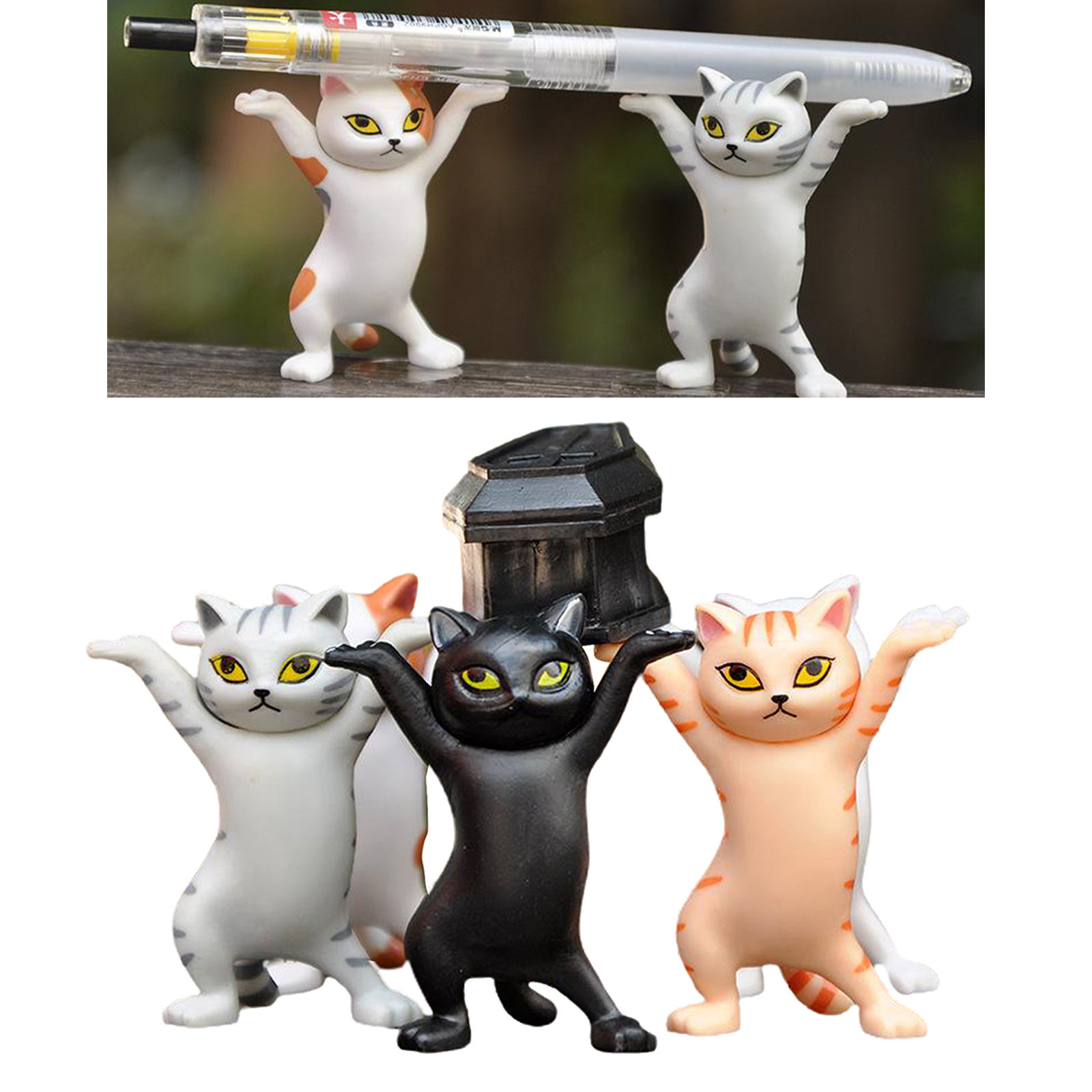 5 pcs Cat Pencil Holder Coffin Dance Team Models Toys Funny Accessories DIY Creative Desktop Gadgets Cat Ornament for Christmas