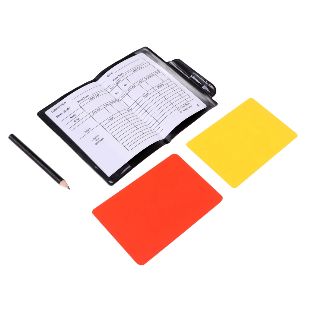 Soccer Football Referee Sports Wallet Score Book with Red Yellow Card +
