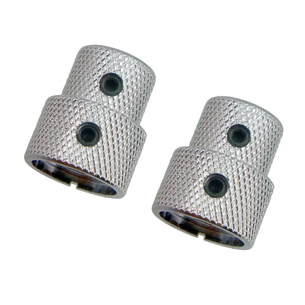 2pcs Double Layer Metal Dome Knobs Guitar Bass Top Hat Knob, Silver