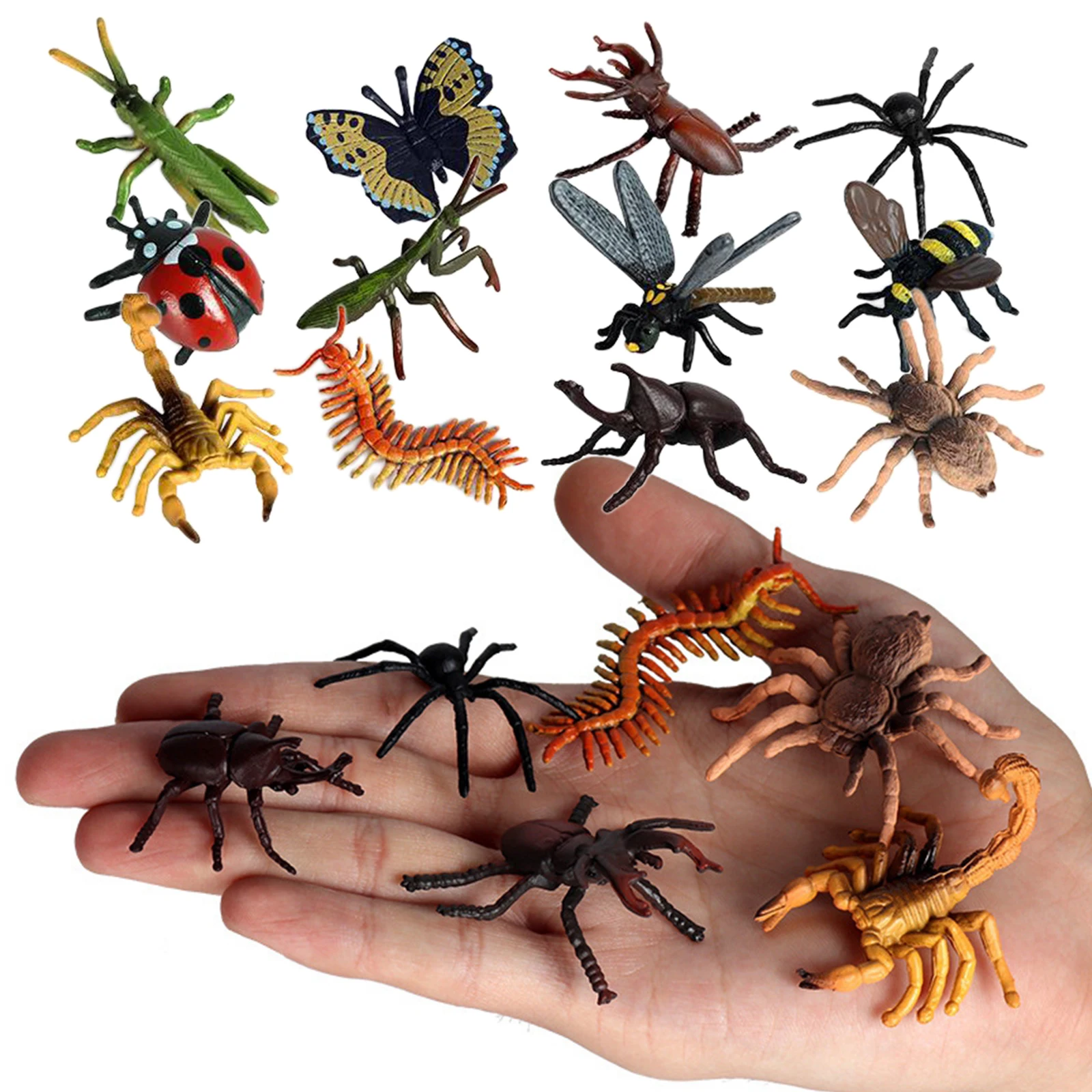 12Pcs Plastic Insect Model Ladybug Scorpion Bee Bugs Kids Educational Toys 