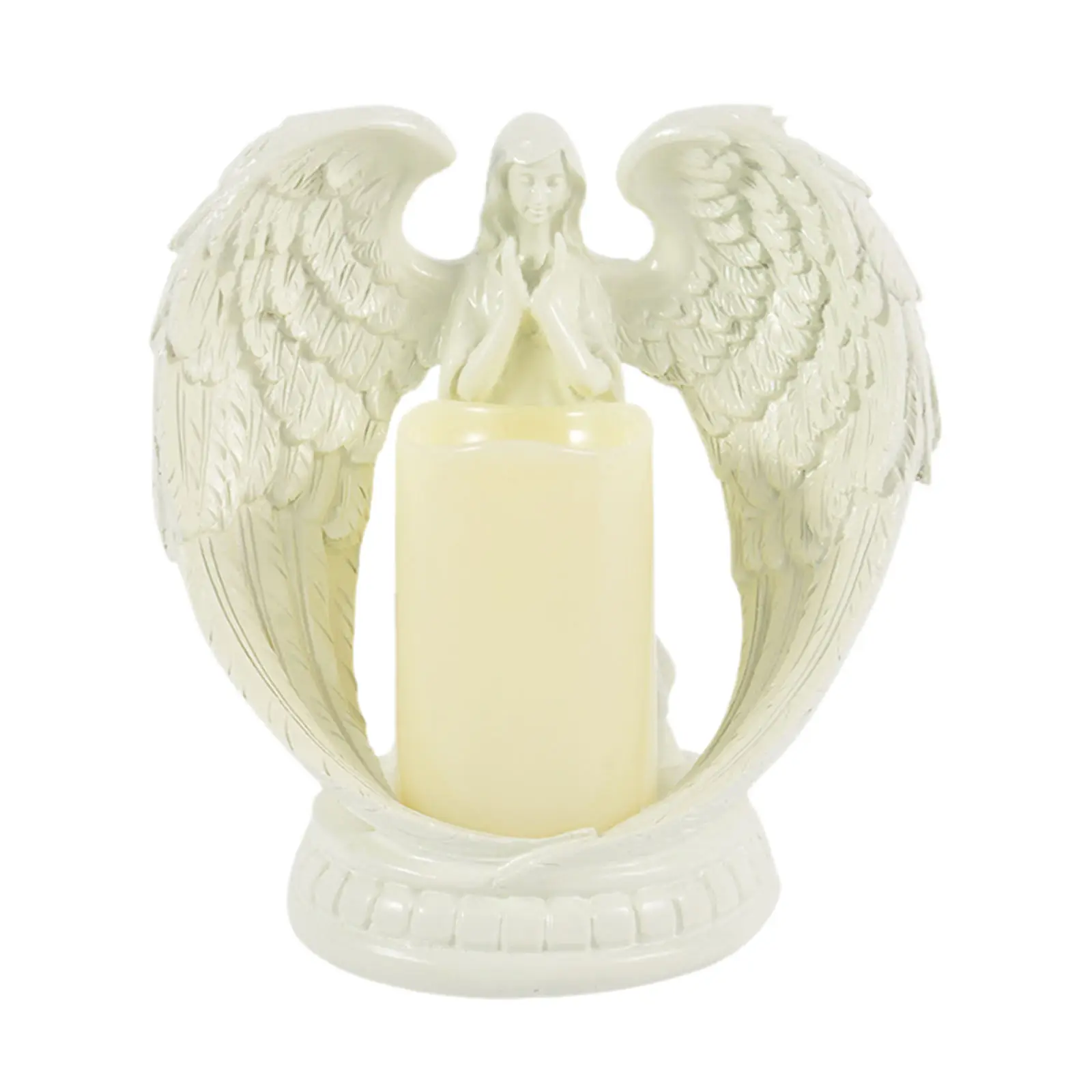 Angel Figurine Figure Flameless Candle Holders Stand Retro Home Wedding Church Decoration Resin Vintage Decor