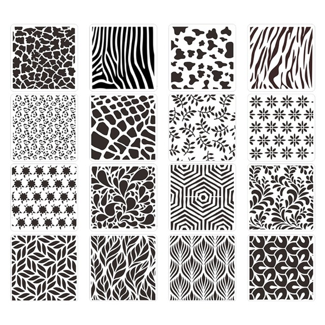 16 Pcs Geometric Stencils Hollow Painting Stencils Plastic Drawing Template Stencils, Size: 20x20cm, Other