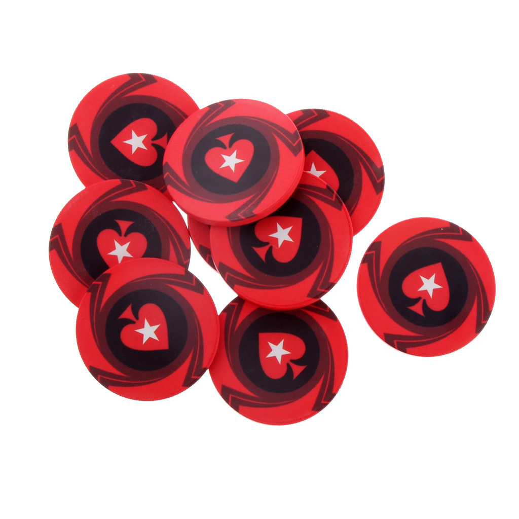 10pcs Heart Ceramic Poker Chips for Mahjong & Texas Poker 10 Colors Choice
