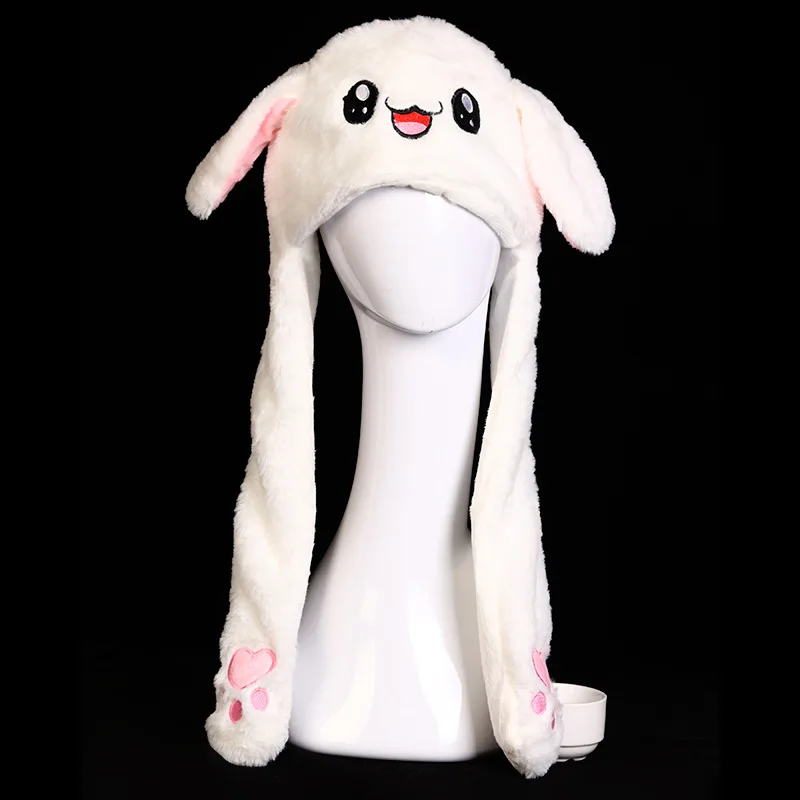 best beanie brands Women's Movable Bunny Ears Hats For Girls Skullies Beanies Winter Plush Warm Rabbit Hat With Earflaps Balaclava With Ears Bonnet white skully hat