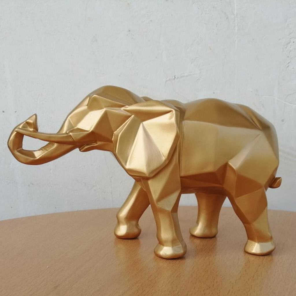 Modern Abstract Resin Elephant Statue Figurine Decorative Desktop Table Centerpieces Geometry Sculpture Indoor Home Office Decor
