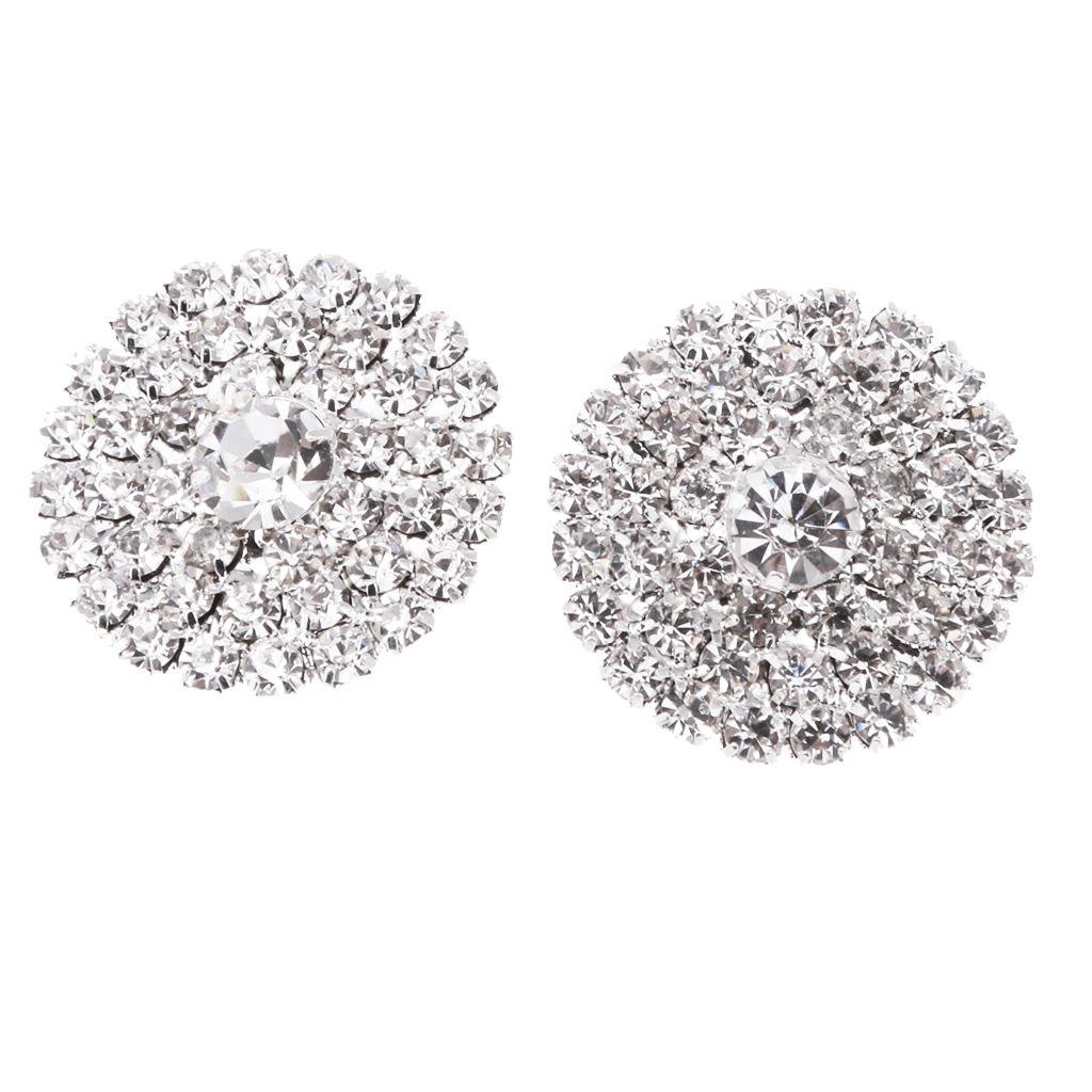 5 Pieces Rhinestone Shank Buttons for Sewing Scrapbooking Decoration Embellishment Silver 21mm