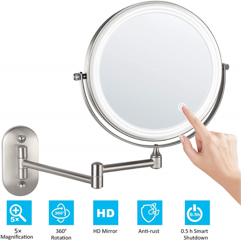 Best of Wall Mounted Lighted Makeup Vanity Mirror 8 Inch 3X5X10X Magnifying Mirror With Charg3 Color Lights Double Sided Bathroom Mirror Reviews & Tips