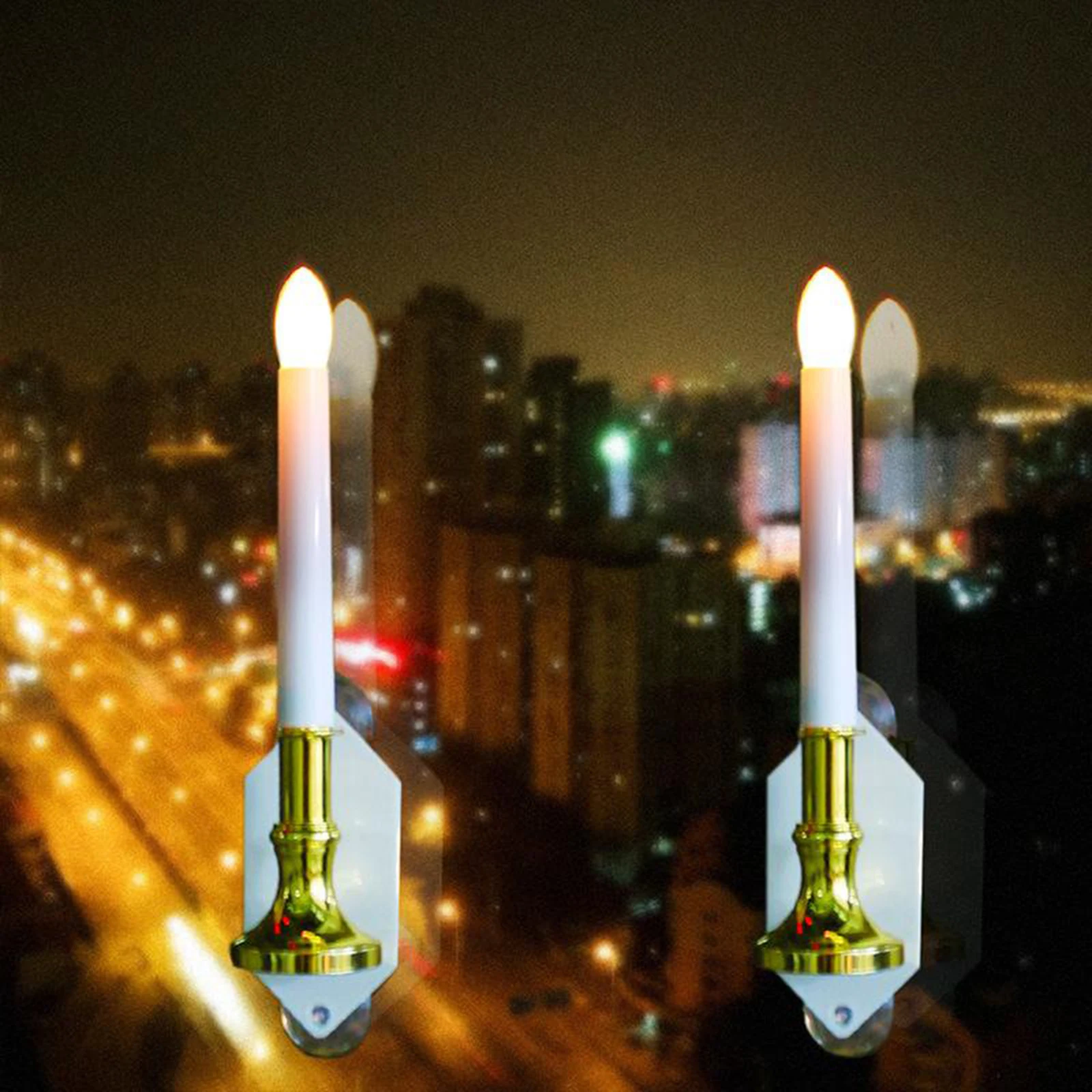 Flameless Taper Candles Flickering, Solar Powered Led Warm 3D Wick Light Window Candles, Christmas Home Wedding Decor