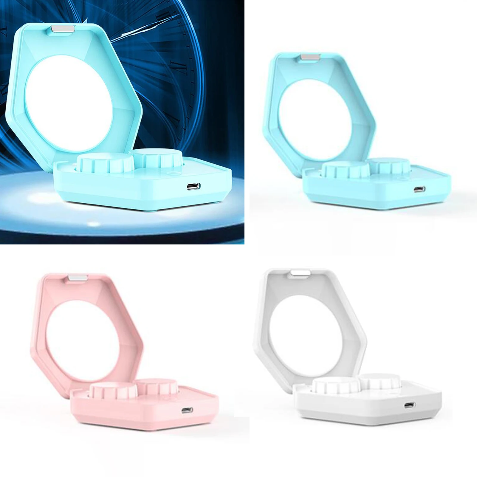 Mute Ultrasonic Contact Lens Cleaner Washer, USB Rechargeable, for Colored Contact Lens Daily Care Faster Cleaning