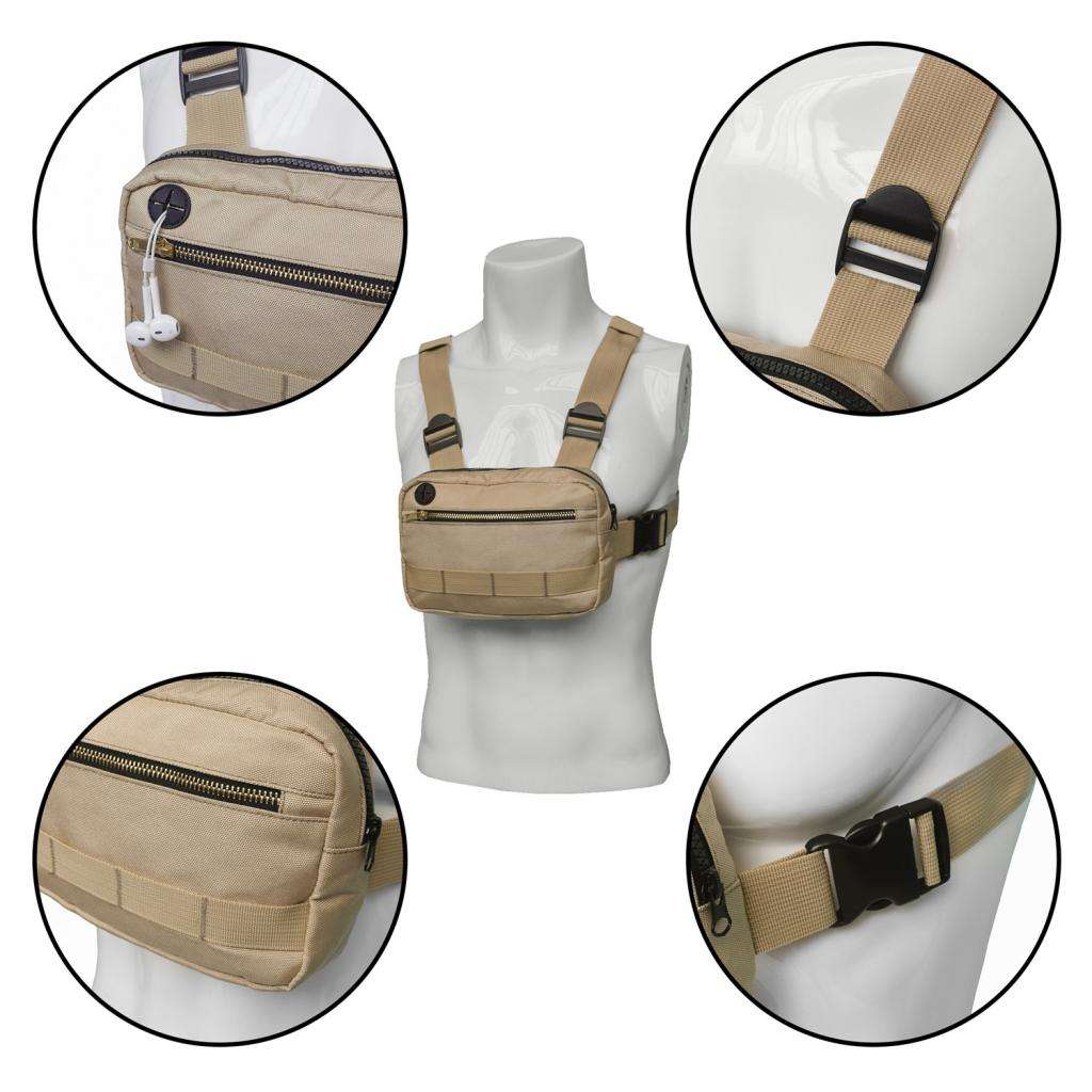 Running Chest Bag Streetwear Shoulder Front Pack Hiking Camping Phone Holder